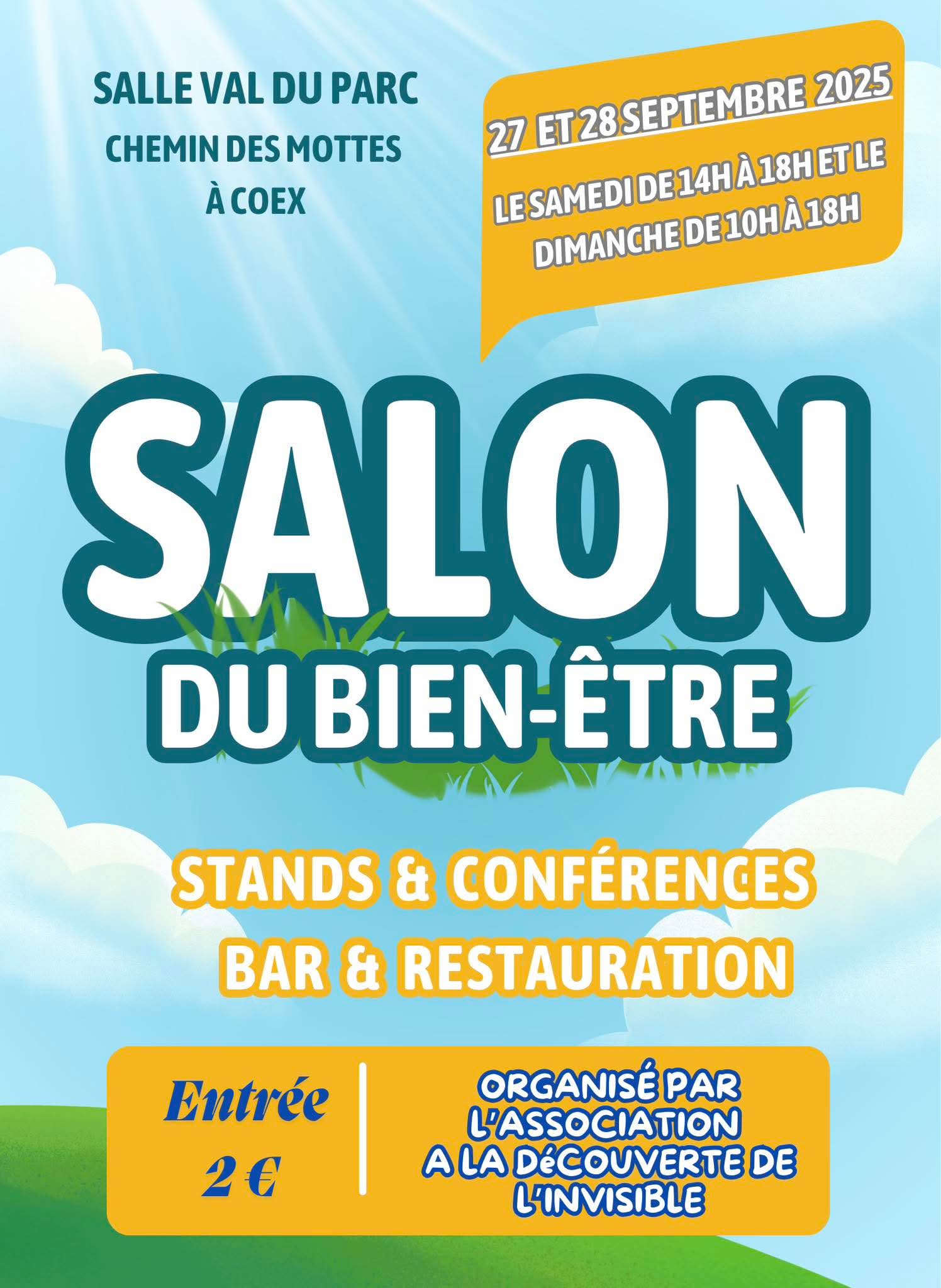 sous fond bleu écriture blanche pour ce salon bien-être