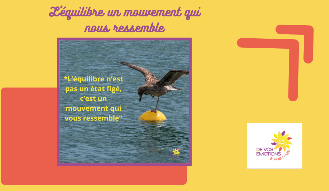 sous fond jaune une photo où dessus il y a un oiseau qui déploie ses ailes en équilibre sur une bouée avec une citation écrite au dessus